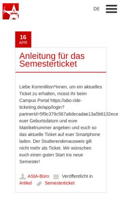 Vorschau der mobilen Webseite asta.tu-berlin.de, Allgemeiner Studierenden-Ausschuss (AStA)