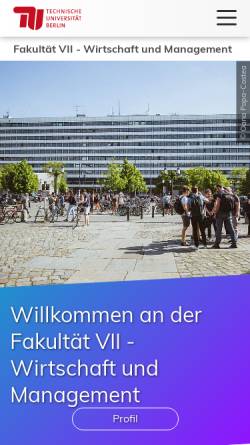 Vorschau der mobilen Webseite www.wm.tu-berlin.de, Fakultät VIII - Wirtschaft und Management
