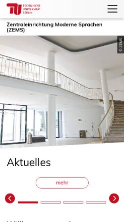 Vorschau der mobilen Webseite www.zems.tu-berlin.de, Zentraleinrichtung Moderne Sprachen