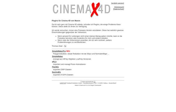 Vorschau von www.cinemax4d.de, Cinema 4D PlugIns