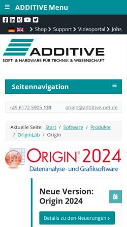 Vorschau der mobilen Webseite software.additive-net.de, Origin, Additive-net