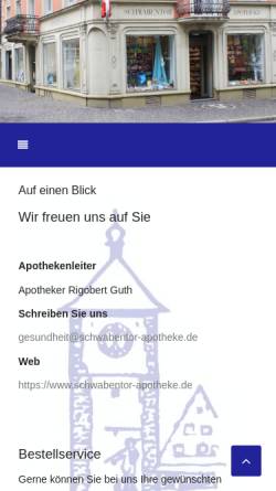 Vorschau der mobilen Webseite www.schwabentor-apotheke.de, Schwabentor-Apotheke