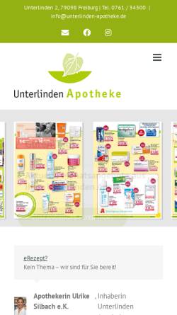 Vorschau der mobilen Webseite www.unterlinden-apotheke.de, Unterlinden Apotheke