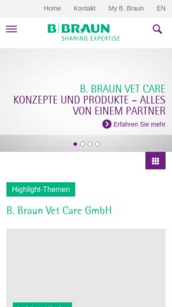 Vorschau der mobilen Webseite www.bbraun-vetcare.de, B. Braun Vet Care GmbH