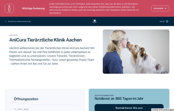 Vorschau von www.tierklinik-aachen.de, Tierblutbank Aachen