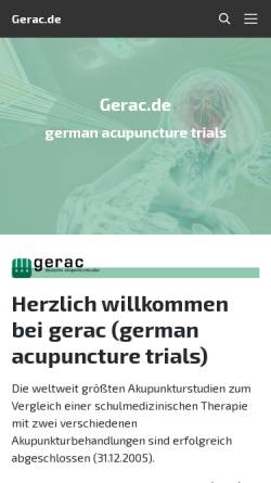 Vorschau der mobilen Webseite www.gerac.de, Gerac - Akupunkturstudien