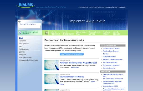 Vorschau von www.inauris.com, Inauris Implantatakupunktur e.V