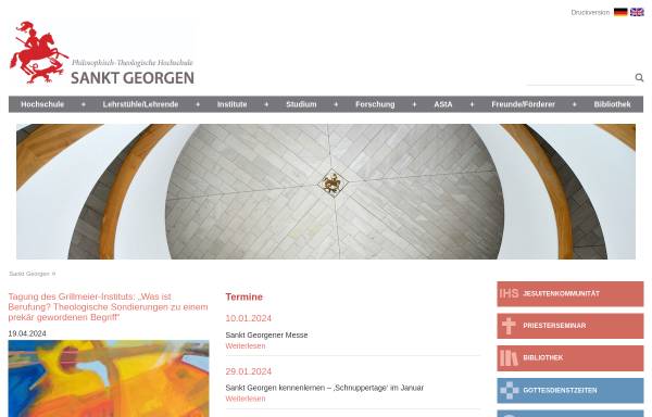 Vorschau von www.sankt-georgen.de, Philosophisch-Theologische Hochschule Sankt Georgen