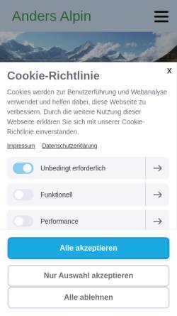 Vorschau der mobilen Webseite www.andersalpin.de, Anders Alpin