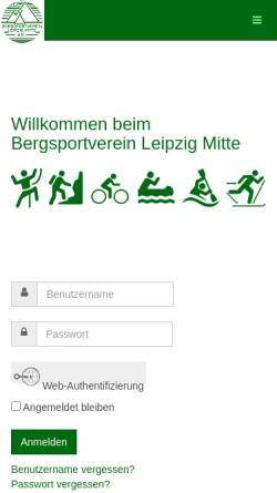 Vorschau der mobilen Webseite www.bergsportverein.de, Bergsportverein Leipzig Mitte e.V.