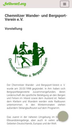 Vorschau der mobilen Webseite www.seilwurf.org, Chemnitzer Wander- und Bergsportverein e.V.