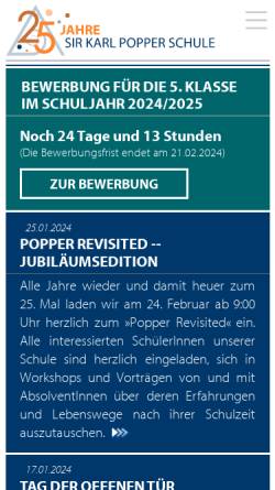 Vorschau der mobilen Webseite www.popperschule.at, Sir Karl Popper Schule