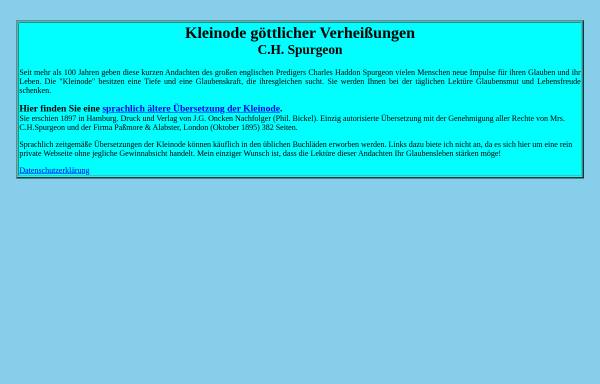 Vorschau von www.kleinode.de, Das deutsche Spurgeon-Portal