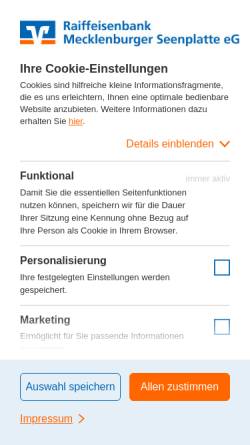 Vorschau der mobilen Webseite www.raiba-seenplatte.de, Raiffeisenbank Mecklenburger Seenplatte eG