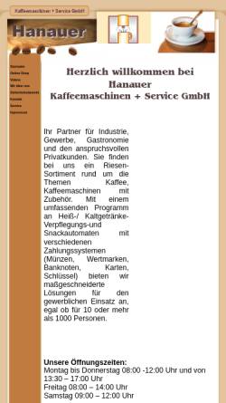 Vorschau der mobilen Webseite www.hanauer-automaten.de, Hanauer Kaffeemaschinen & Service GmbH