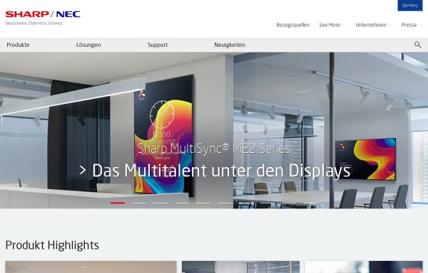 Vorschau von www.nec-display-solutions.de, NEC Display Solutions Europe GmbH