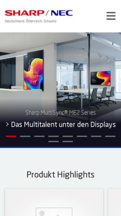 Vorschau der mobilen Webseite www.nec-display-solutions.de, NEC Display Solutions Europe GmbH
