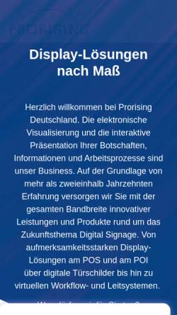 Vorschau der mobilen Webseite prorising.de, Prorising - LCD-Bildschirme