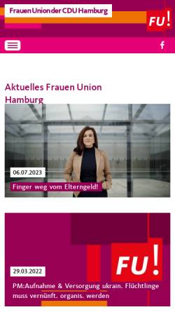 Vorschau der mobilen Webseite www.hamburger.frauenunion.de, Frauen Union Landesverband Hamburg
