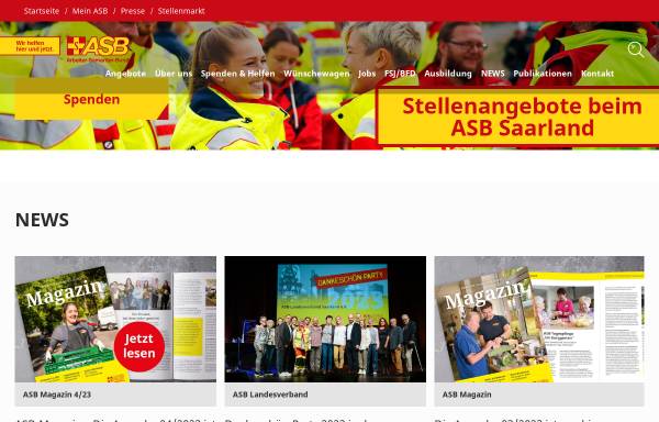 Vorschau von www.asb-saarland.de, ASB Arbeiter-Samariter-Bund Landesverband e.V.