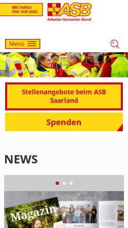 Vorschau der mobilen Webseite www.asb-saarland.de, ASB Arbeiter-Samariter-Bund Landesverband e.V.
