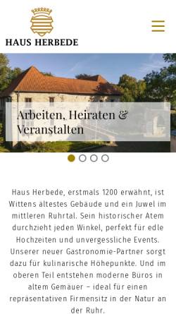 Vorschau der mobilen Webseite www.hausherbede.de, Restaurant Haus-Herbede