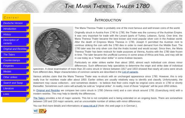 Vorschau von www.theresia.name, Maria Theresia Taler 1780