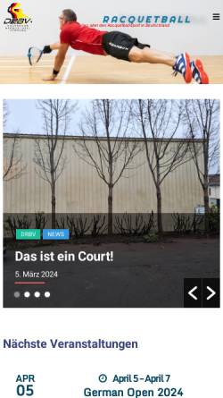 Vorschau der mobilen Webseite racquetball.de, Deutscher Racquetball Verband e.V