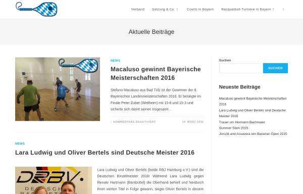 Vorschau von www.racquetball-bayern.de, Racquetball Landesverband Bayern e.V.