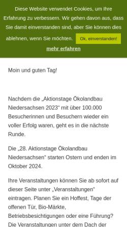 Vorschau der mobilen Webseite www.aktionstage-oekolandbau.de, Aktionstage Ökolandbau Niedersachsen