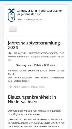 Vorschau der mobilen Webseite www.ziegenzucht-nds.de, Landesverband Niedersächsischer Ziegenzüchter e.V.