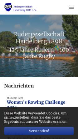 Vorschau der mobilen Webseite www.rgh-heidelberg.de, Rudergesellschaft Heidelberg 1898 e.V.