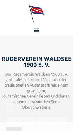 Vorschau der mobilen Webseite www.ruderverein-waldsee.de, Ruderverein Waldsee 1900 e.V.
