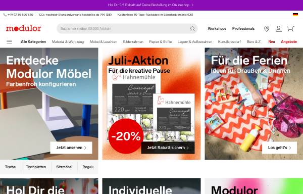 Vorschau von www.modulor.de, Modulor Handelsgesellschaft GmbH