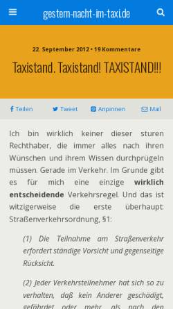 Vorschau der mobilen Webseite gestern-nacht-im-taxi.de, TaxiFunk Berlin TZB GmbH