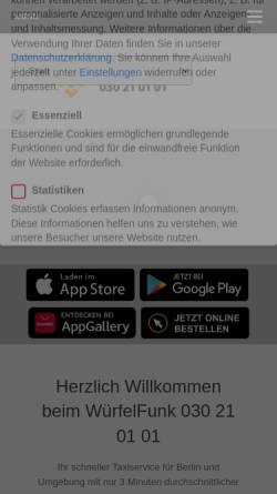 Vorschau der mobilen Webseite www.wuerfelfunk.de, Taxi-Ruf Würfelfunk 