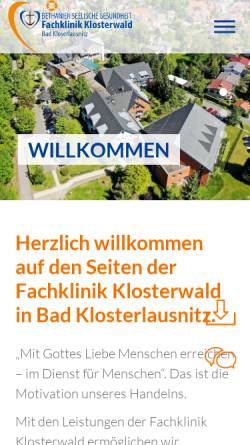 Vorschau der mobilen Webseite www.fachklinik-klosterwald.de, Fachklinik Klosterwald