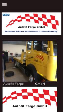 Vorschau der mobilen Webseite autofitfarge.com, Autofit Farge GmbH