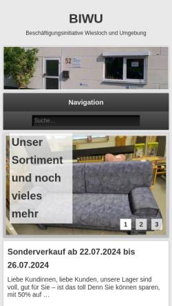 Vorschau der mobilen Webseite biwu.de, Beschäftigungsinitiative Wiesloch u. Umgebung e.V. (BIWU)