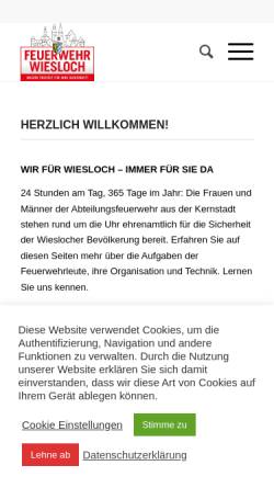 Vorschau der mobilen Webseite www.feuerwehr-wiesloch.de, Freiwillige Feuerwehr Wiesloch