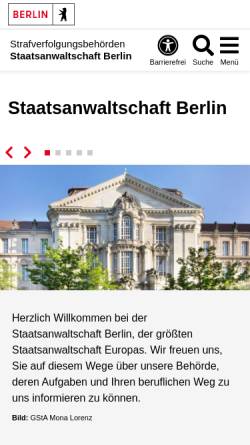 Vorschau der mobilen Webseite www.berlin.de, Generalstaatsanwaltschaft Berlin