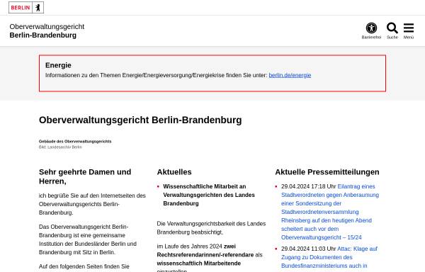 Vorschau von www.berlin.de, Oberverwaltungsgericht Berlin-Brandenburg