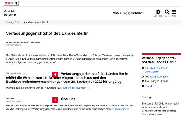 Vorschau von www.berlin.de, Verfassungsgerichtshof des Landes Berlin