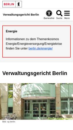 Vorschau der mobilen Webseite www.berlin.de, Verwaltungsgericht Berlin