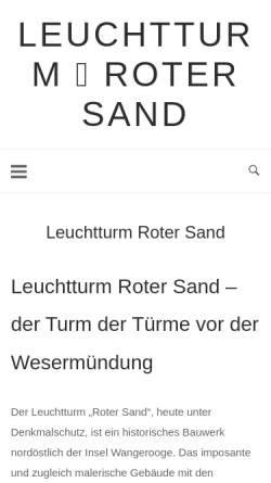 Vorschau der mobilen Webseite www.roter-sand.de, Leuchtturm Roter Sand