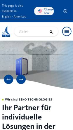 Vorschau der mobilen Webseite www.beko-technologies.com, BEKO Technologies GmbH