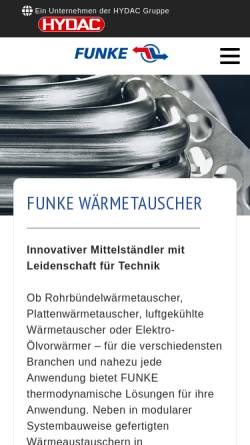 Vorschau der mobilen Webseite www.funke.de, Funke Wärmeaustauscher Apparatebau GmbH