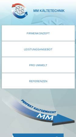 Vorschau der mobilen Webseite www.mm-kaeltetechnik.de, MM Kältetechnik GmbH & Co. KG