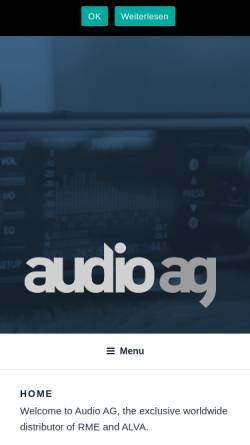 Vorschau der mobilen Webseite www.audioag.de, RME, Synthax Audio AG