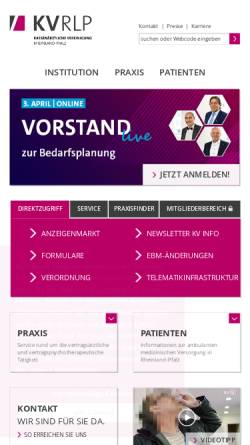 Vorschau der mobilen Webseite www.kv-rlp.de, Kassenärztliche Vereinigung Rheinland-Pfalz